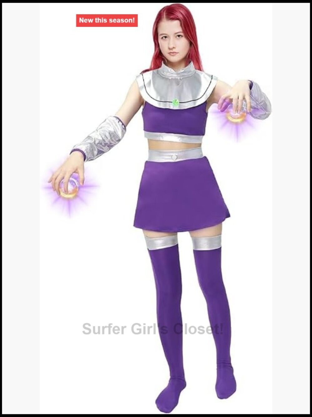 Starfire Costume Princess Women Raven Halloween Purple Bodysuit Outfit